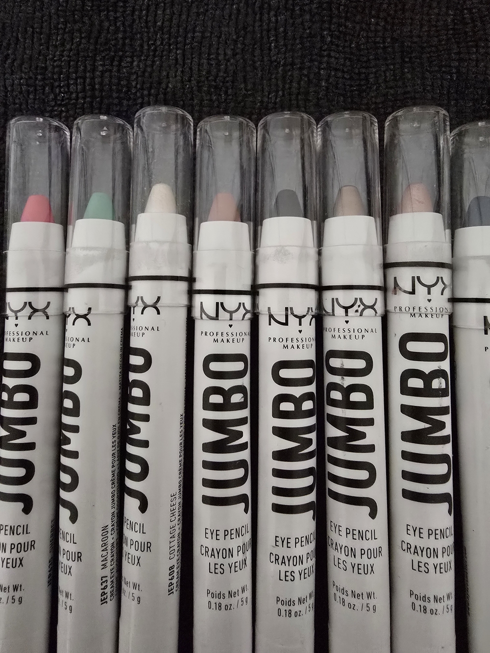 NYX Jumbo Eye Pencils. Pastel Pink, Mint, White, Peach, Gray, Taupe, Navy, Rose